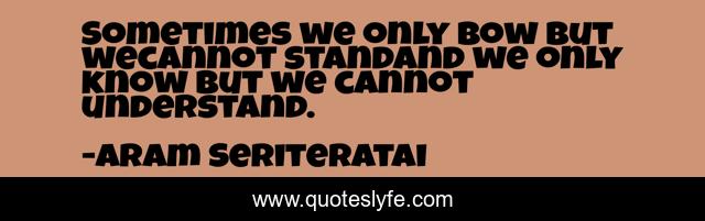 Sometimes we only bow but wecannot standand we only know but we cannot understand.