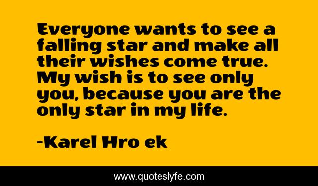 Everyone wants to see a falling star and make all their wishes come true. My wish is to see only you, because you are the only star in my life.