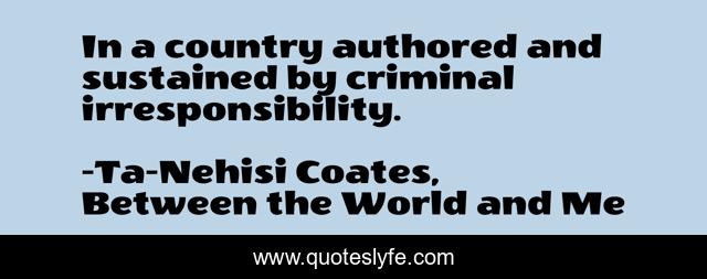 In a country authored and sustained by criminal irresponsibility.