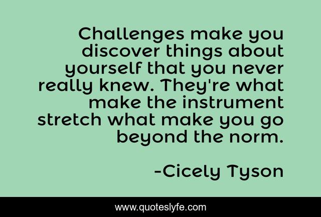 Challenges make you discover things about yourself that you never really knew. They're what make the instrument stretch what make you go beyond the norm.