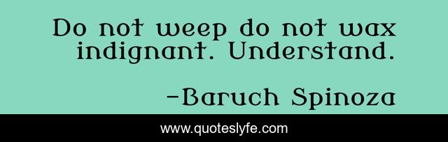 Do not weep do not wax indignant. Understand.