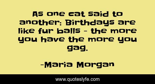 As one cat said to another: Birthdays are like fur balls - the more you have the more you gag.