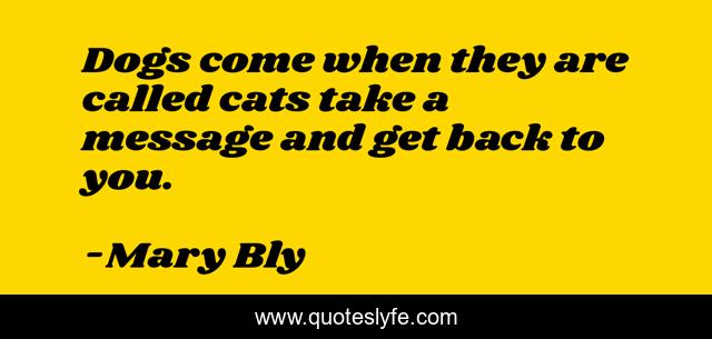 Dogs come when they are called cats take a message and get back to you.