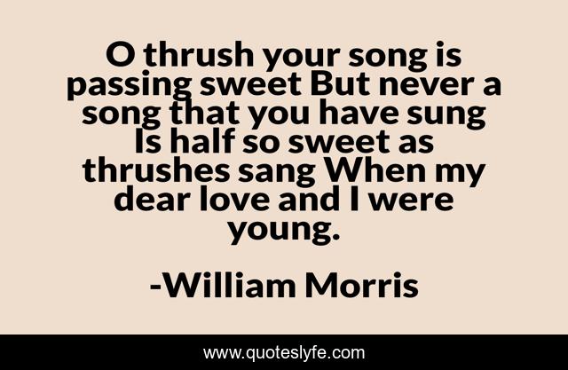 O thrush your song is passing sweet But never a song that you have sung Is half so sweet as thrushes sang When my dear love and I were young.