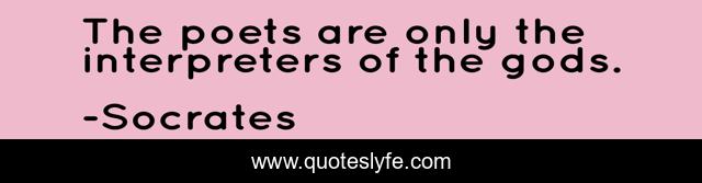 The poets are only the interpreters of the gods.