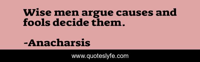 Wise men argue causes and fools decide them.