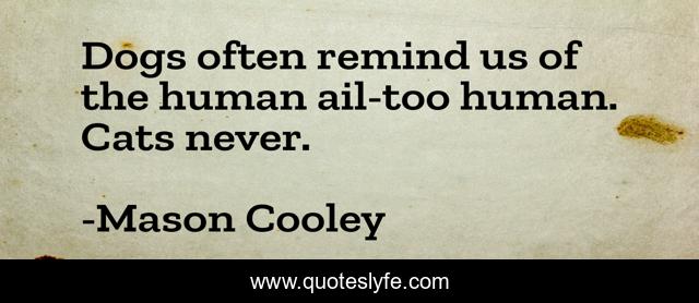 Dogs often remind us of the human ail-too human. Cats never.