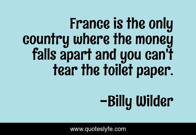 France is the only country where the money falls apart and you can't tear the toilet paper.