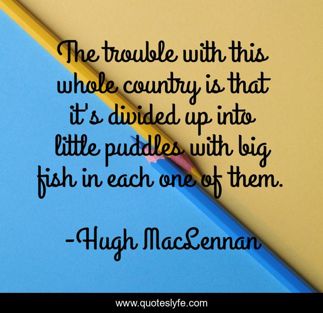 The trouble with this whole country is that it's divided up into little puddles with big fish in each one of them.