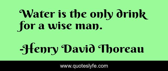 Water is the only drink for a wise man.