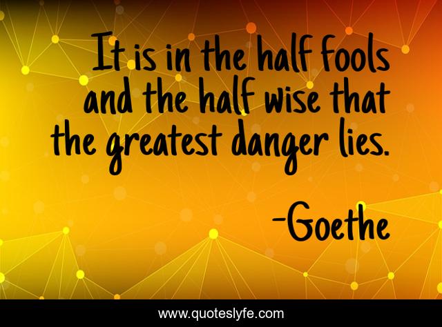 It is in the half fools and the half wise that the greatest danger lies.