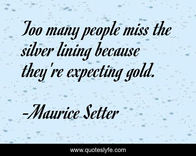 Too many people miss the silver lining because they're expecting gold.