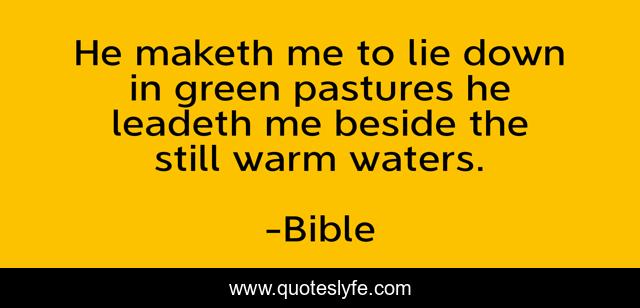 He maketh me to lie down in green pastures he leadeth me beside the still warm waters.