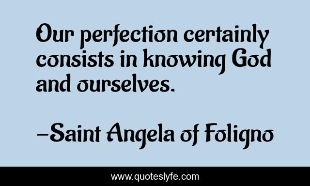 Our perfection certainly consists in knowing God and ourselves.