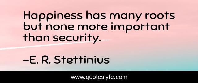 Happiness has many roots but none more important than security.