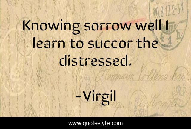 Knowing sorrow well I learn to succor the distressed.