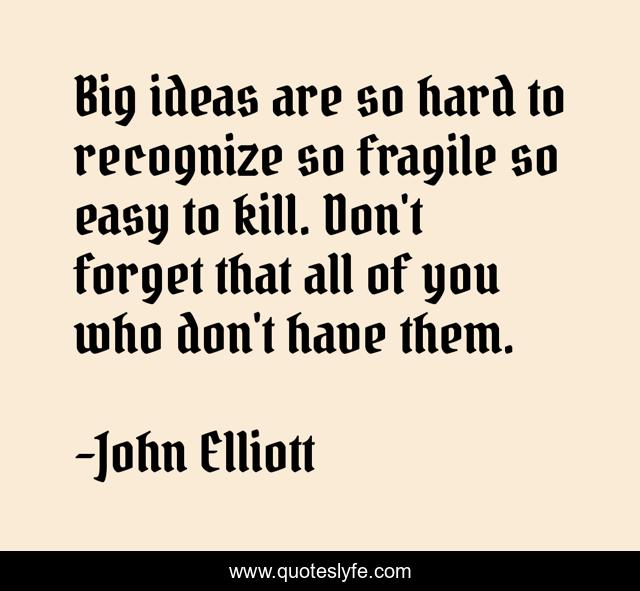 Big ideas are so hard to recognize so fragile so easy to kill. Don't forget that all of you who don't have them.