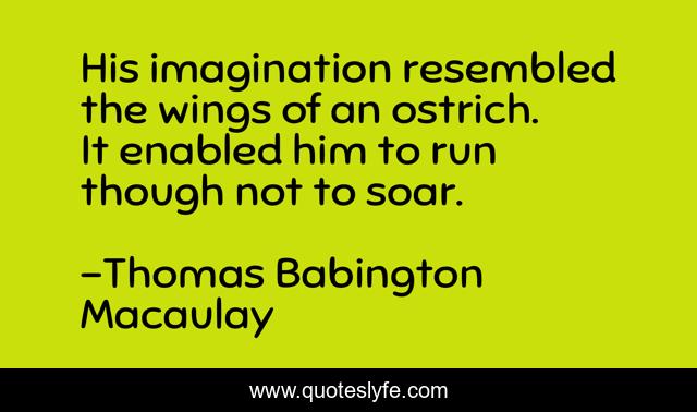 His imagination resembled the wings of an ostrich. It enabled him to run though not to soar.
