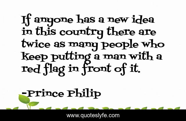 If anyone has a new idea in this country there are twice as many people who keep putting a man with a red flag in front of it.