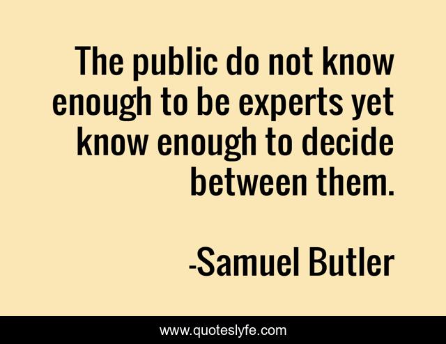 The public do not know enough to be experts yet know enough to decide between them.