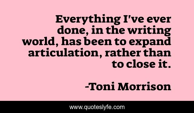 Everything I've ever done, in the writing world, has been to expand articulation, rather than to close it.