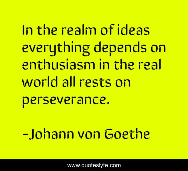 In the realm of ideas everything depends on enthusiasm in the real world all rests on perseverance.