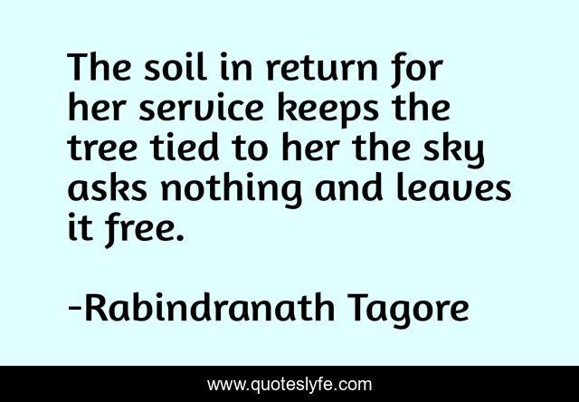 The soil in return for her service keeps the tree tied to her the sky asks nothing and leaves it free.