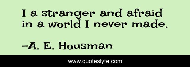 I a stranger and afraid in a world I never made.