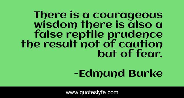There is a courageous wisdom there is also a false reptile prudence the result not of caution but of fear.