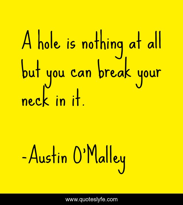 A hole is nothing at all but you can break your neck in it.
