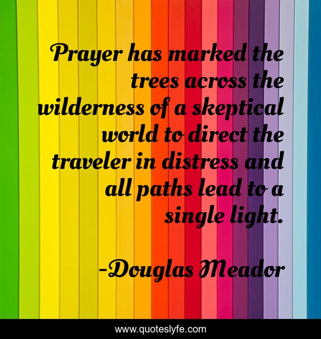 Prayer has marked the trees across the wilderness of a skeptical world to direct the traveler in distress and all paths lead to a single light.