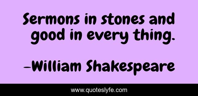 Sermons in stones and good in every thing.