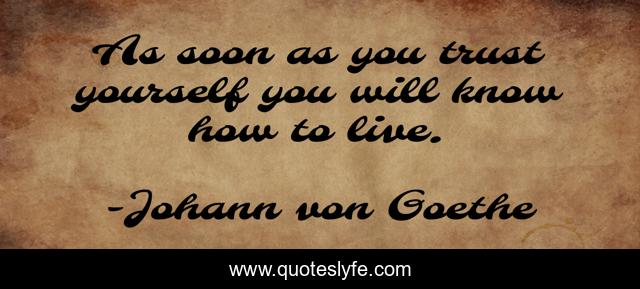 As soon as you trust yourself you will know how to live.