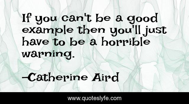 If you can't be a good example then you'll just have to be a horrible warning.