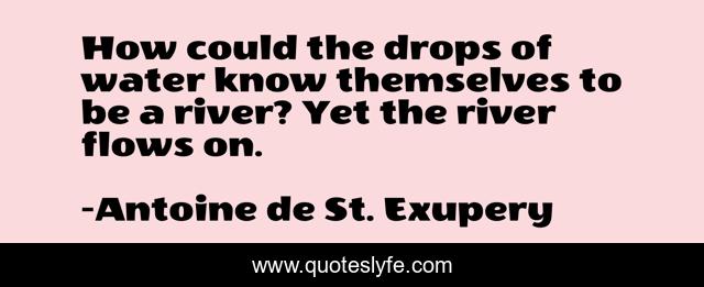How could the drops of water know themselves to be a river? Yet the river flows on.