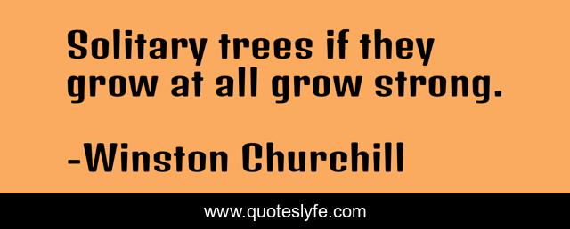 Solitary trees if they grow at all grow strong.