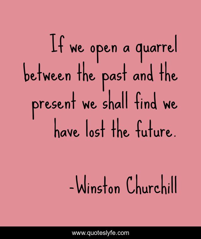 If we open a quarrel between the past and the present we shall find we have lost the future.