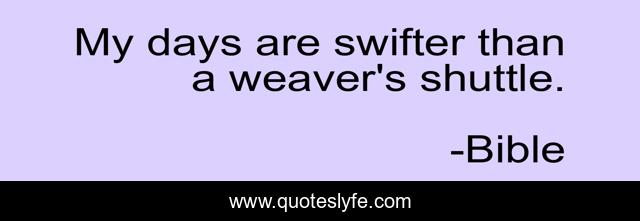 My days are swifter than a weaver's shuttle.