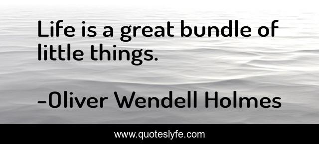 Life is a great bundle of little things.