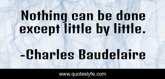 Nothing can be done except little by little.