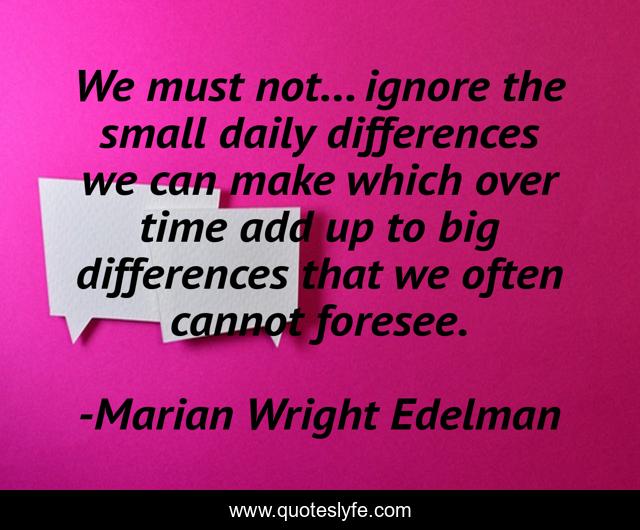 We must not... ignore the small daily differences we can make which over time add up to big differences that we often cannot foresee.