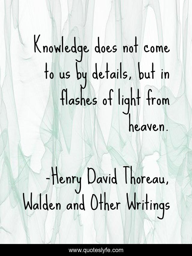 Knowledge does not come to us by details, but in flashes of light from heaven.