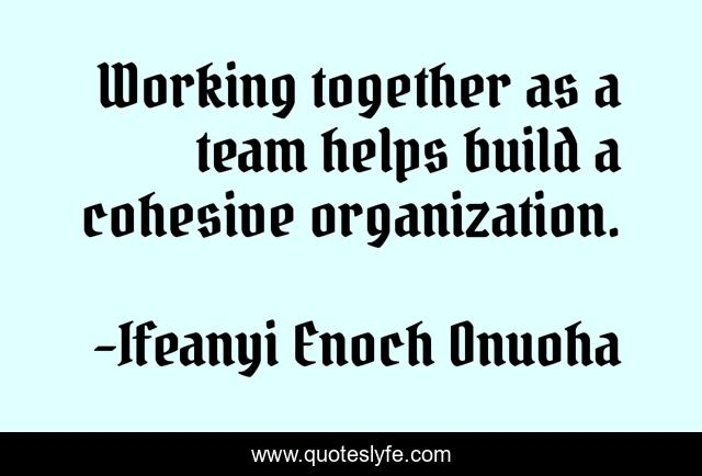 Working together as a team helps build a cohesive organization.