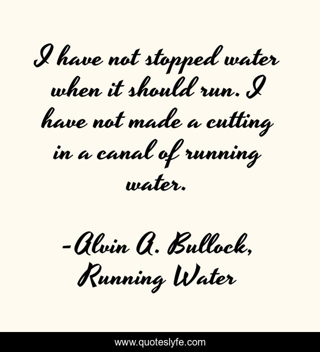 I have not stopped water when it should run. I have not made a cutting in a canal of running water.