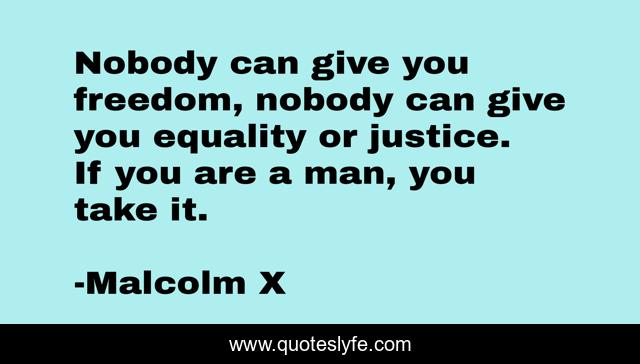 Nobody can give you freedom, nobody can give you equality or justice. If you are a man, you take it.