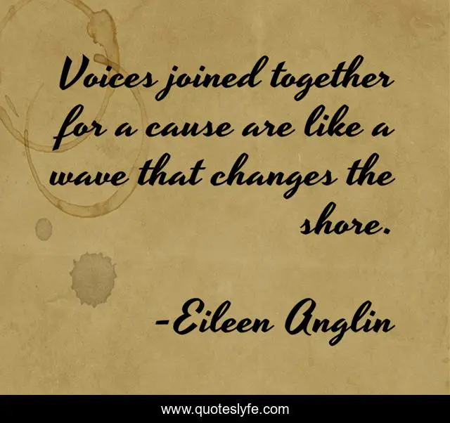Voices joined together for a cause are like a wave that changes the shore.