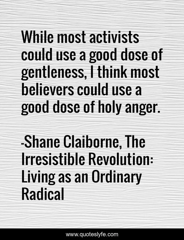While most activists could use a good dose of gentleness, I think most believers could use a good dose of holy anger.
