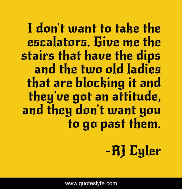 I don't want to take the escalators. Give me the stairs that have the dips and the two old ladies that are blocking it and they've got an attitude, and they don't want you to go past them.
