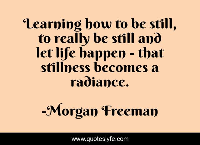 Learning how to be still, to really be still and let life happen - that stillness becomes a radiance.