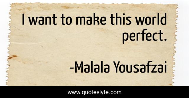 I want to make this world perfect.